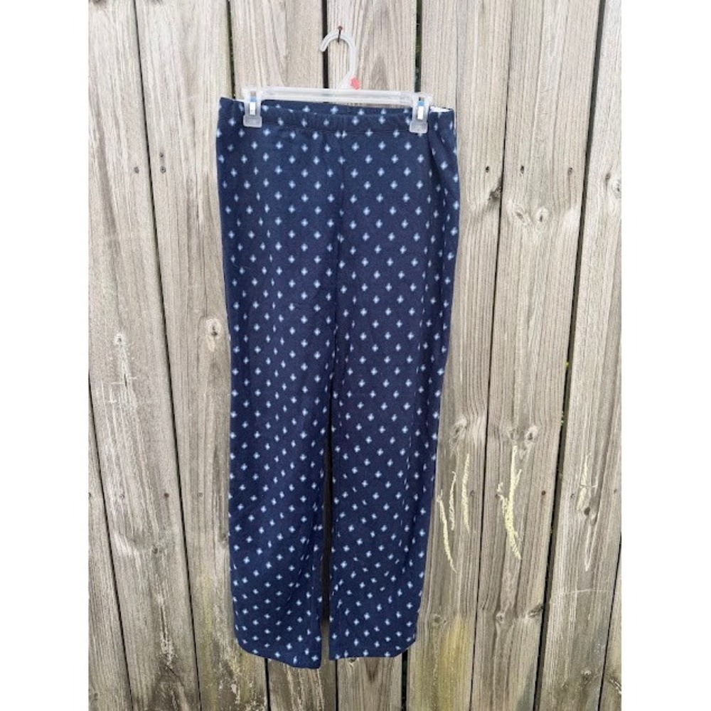 Cozy Fleece Loungewear Treasures by Warners Pajama Pants M Navy Blue Geometric